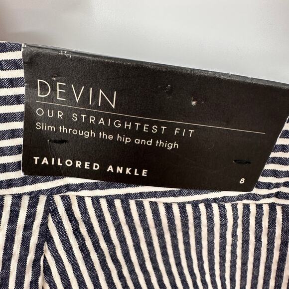 ANN TAYLOR NWT Devin Fit Blue White Seersucker Striped Pants // 8 - Picture 8 of 10